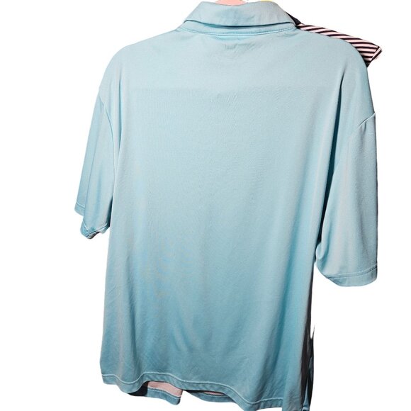 Ben Hogan Performance Mens Polo Shirt XL Blue Striped Polyester Short Sleeve - Picture 4 of 4